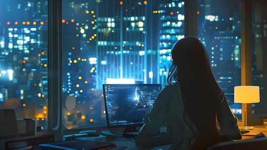 深夜加班的女性 办公室的打工人 996