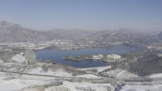 雁栖湖雪后航拍视频