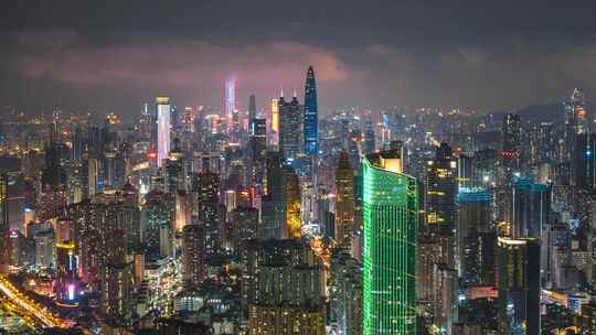 深圳城市灯光夜景航拍延时