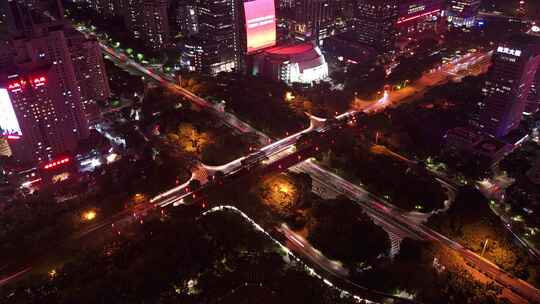 深圳深南新洲立交桥延时车流公路夜景汽车