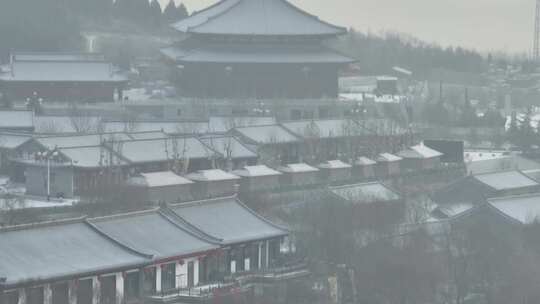 庆都山景区雪景航拍