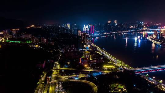 重庆渝中东水门大桥夜景延时视频素材模板下载