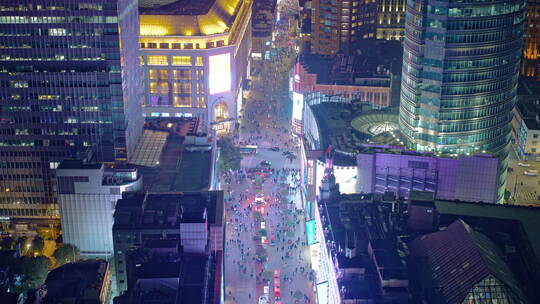 上海南京东路外滩夜景航拍