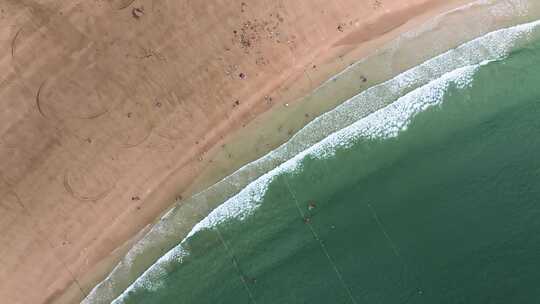 航拍海岛沙滩 碧绿海水 鸟瞰俯视