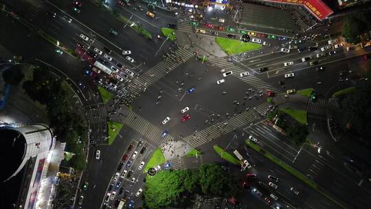 广西南宁城市夜景交通人流航拍