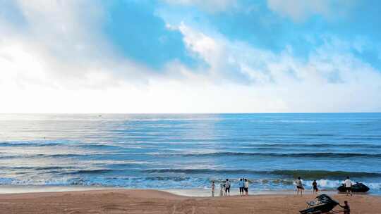 海浪沙滩海浪拍打沙滩航拍素材