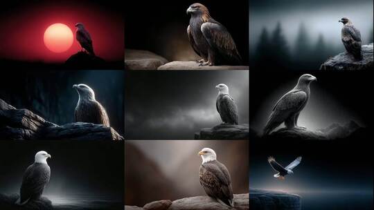 雄鹰傲立岩石之巅尽显王者风范高清在线视频素材下载