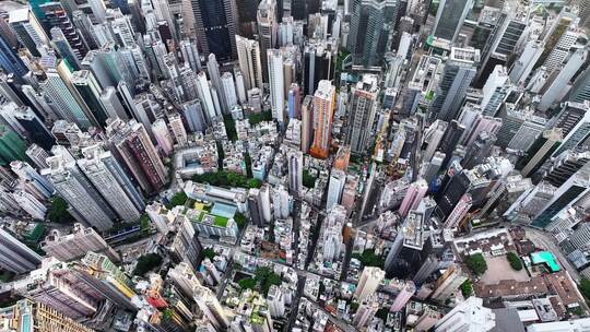 香港维多利亚港CBD中环日出高空航拍