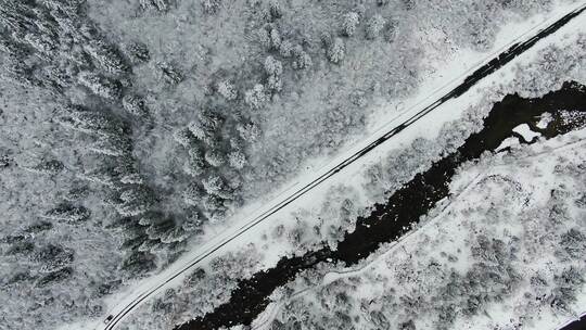 达古冰川冬季航拍风光素材