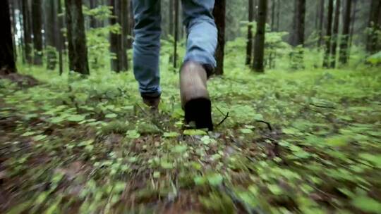 走在森林里的人脚