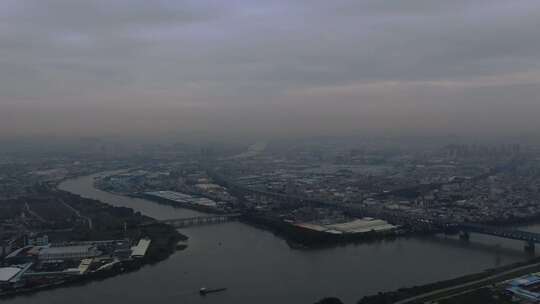 大气城市江河航拍原素材