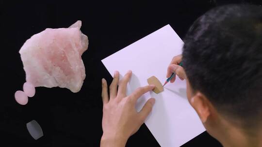 水晶石工艺品画图设计视频粉晶石粉水晶饰品视频素材模板下载