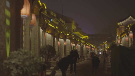 河南安阳夜景仓巷街航拍景点老街唯美古建筑