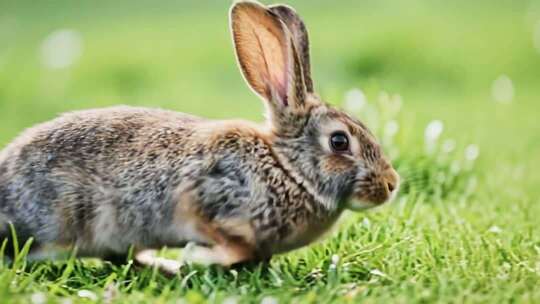 野兔小灰兔兔子蹦蹦跳跳实拍食草动物