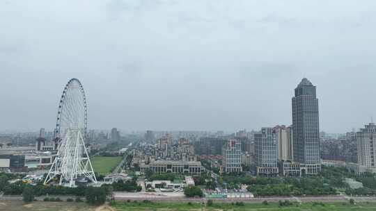 南昌市红谷滩新区航拍南昌之星摩天轮风光