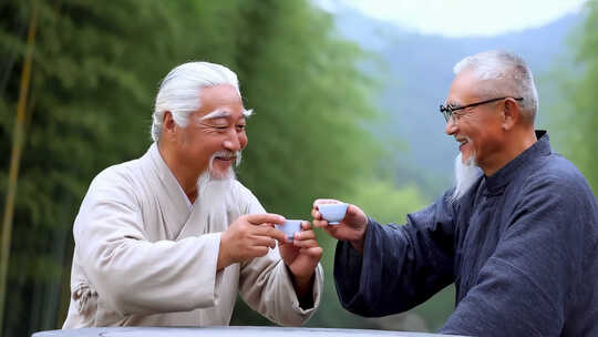茶馆老友品茗叙旧