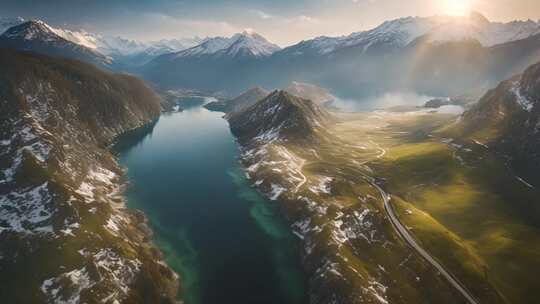 航拍山水风光全景