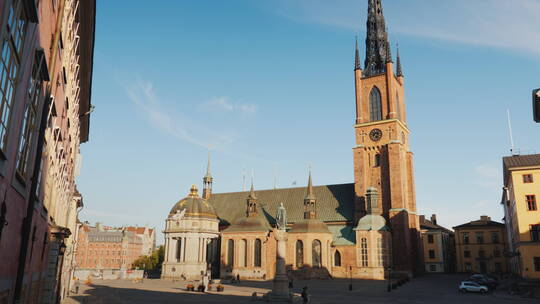 斯德哥尔摩著名的铁尖塔教堂视频素材模板下载