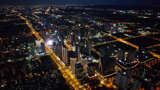 杭州未来科技城夜景航拍