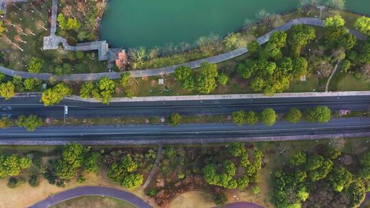 杭州市湘湖老虎洞景区春色航拍视频素材模板下载