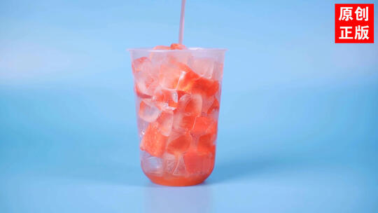 冰镇西瓜汁水果冷饮饮料果汁广告特写实拍视频素材模板下载