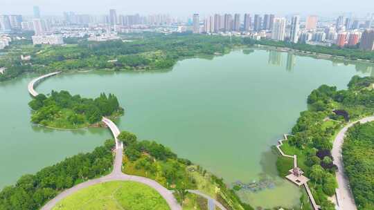 安徽省合肥市蜀山区翡翠湖景区湖泊城市地标