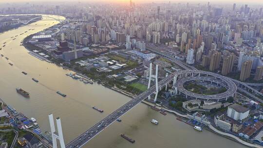 上海黄浦江南浦大桥4K航拍