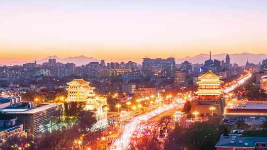 北京城市风光前门日转夜