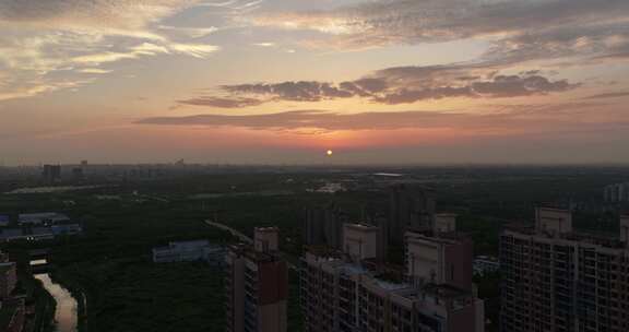 上海嘉定日落航拍