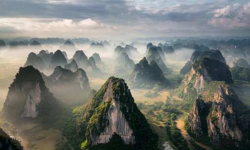 广西桂林山水风光航拍