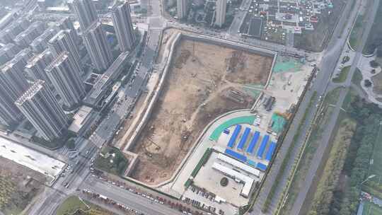 4K60P建筑工地施工作业地基建设航拍