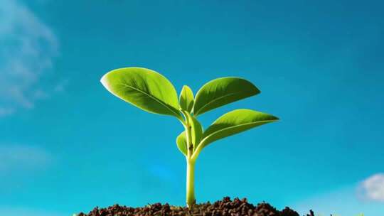 阳光下新生植物幼苗特写