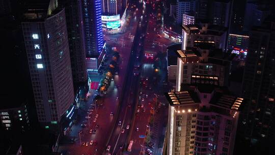航拍长沙夜景交通