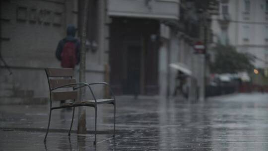 下雨街道的城市夜晚