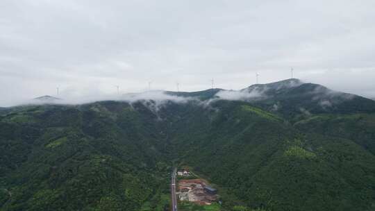 浙江宁波宁海枫槎岭云海风车航拍