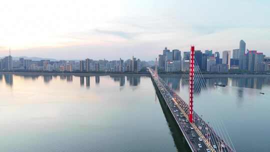 杭州钱塘江西兴大桥航拍