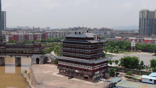 侗族特色风雨桥建筑航拍