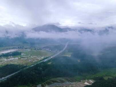 江西高速公路农田乡村振兴航拍云海延时摄影