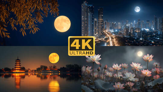 4K中秋月圆月亮升起1