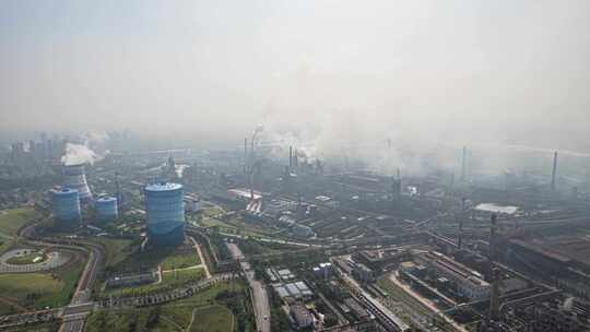 8K城市钢铁厂水蒸气空气污染航拍延时
