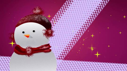 圣诞快乐的雪人卡通动画视频素材模板下载