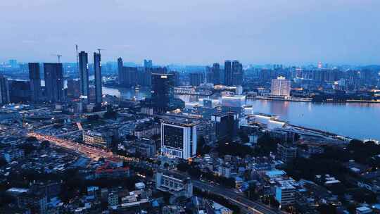 广州白鹅潭大湾区艺术中心夜景航拍