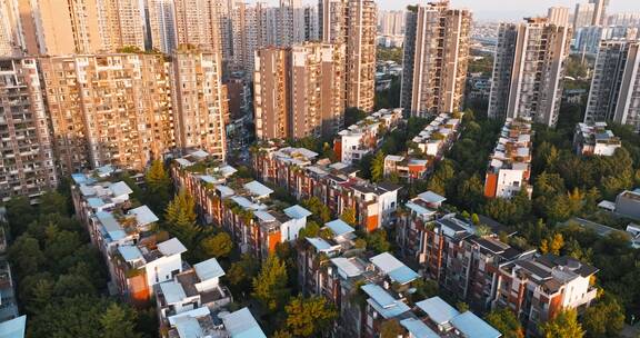 航拍成都冬季风景城市风光东湖公园翡翠城