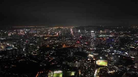 深圳南山区CBD高楼大厦夜景航拍