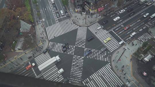 东京涩谷十字路口人行道繁忙视频素材模板下载