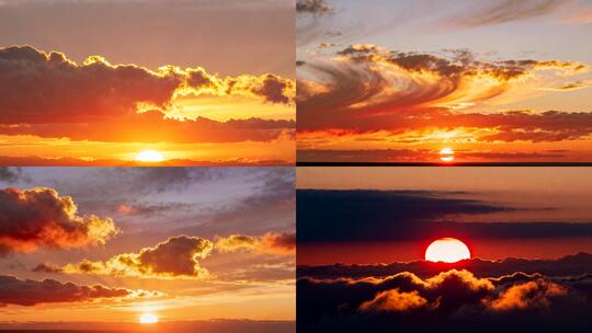 绝美日出日落延时阳光太阳特写金色阳光高清在线视频素材下载