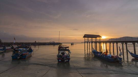 渔人码头美丽的日落景观延时