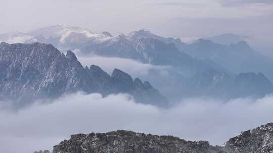 4K秦岭朱雀国家森林公园（冰晶顶）雪景航拍