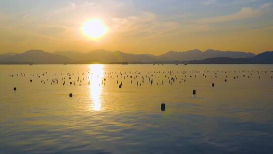 杭州西湖晚霞唯美空镜头4K视频合集