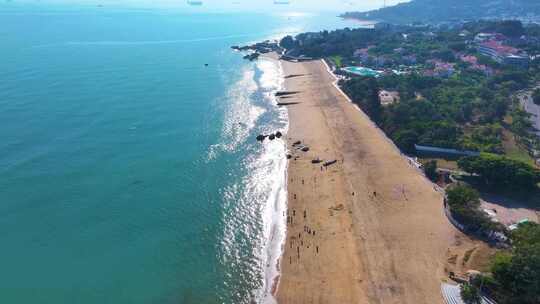 东海大海海边海水海浪沙滩海滩航拍风景唯美